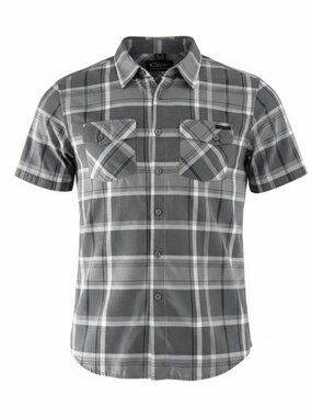 OAKLEY Gray Plaid Short Sleeve Button-Up Shirt Casual Outdoor size m